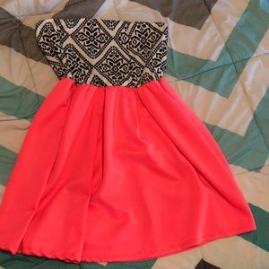 Fun strapless pink and black dress